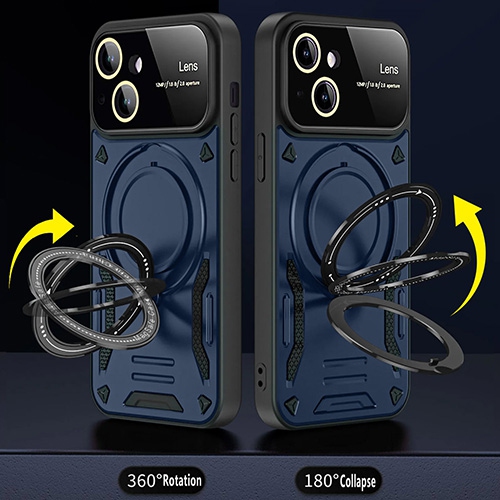 Étui magnétique hybride avec support MagSafe de Blue pour iPhone 13/14