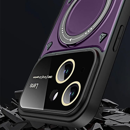 Purple Magnetic Hybrid Armor Ring Stand Magsafe Case for iPhone 13 / 14