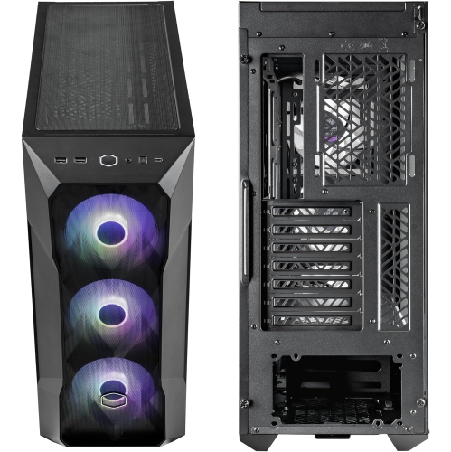Cooler Master TD500 Mesh V2 ATX PC Gaming Mid-Tower Case with Polygonal Mesh Airflow Panel, Crystalline Tempered Glass, 3X 120mm, ARGB Fan Hub, USB