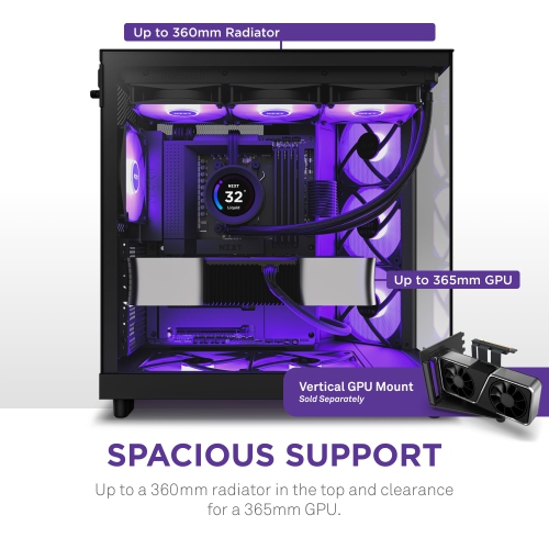 NZXT H6 Flow RGB Compact Dual-Chamber Mid-Tower Airflow Case with RGB Fans