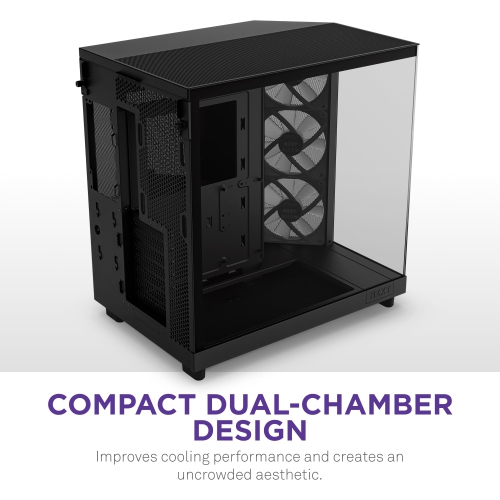 NZXT H6 Flow RGB Compact Dual-Chamber Mid-Tower Airflow Case with RGB Fans