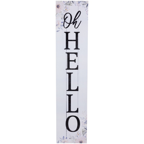 36" Floral "Oh Hello" Wooden Porch Board Sign Decoration