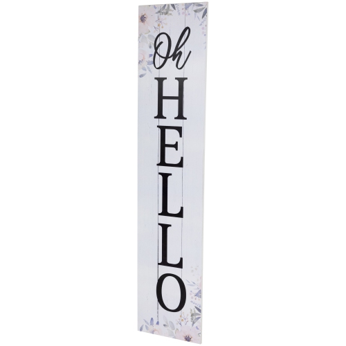 36" Floral "Oh Hello" Wooden Porch Board Sign Decoration