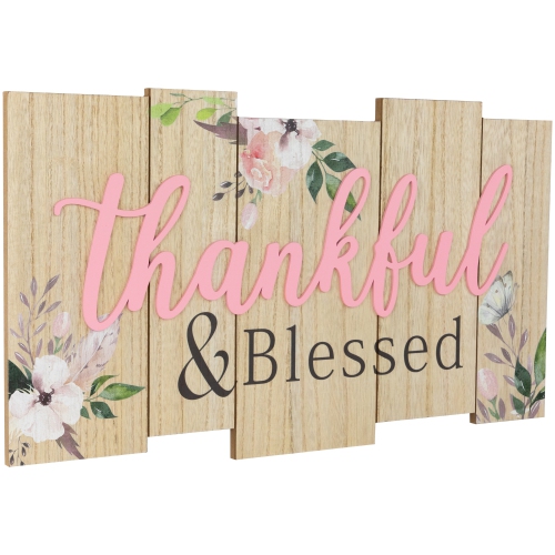 Thankful and Blessed Wooden Wall Sign - 20.75"