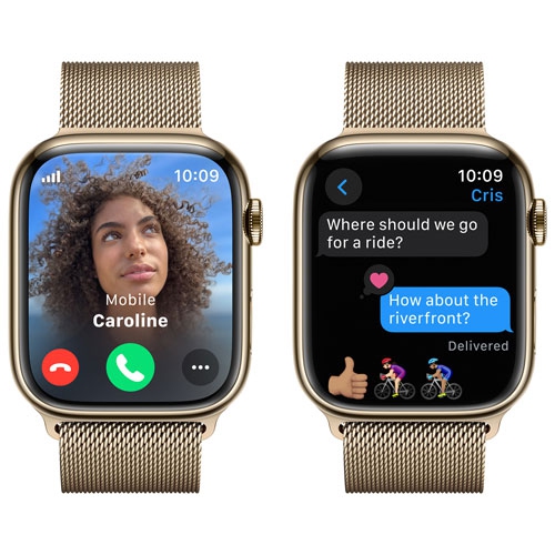 Open Box - Apple Watch Series 9 45mm Gold Stainless Steel Case with Gold Milanese Loop