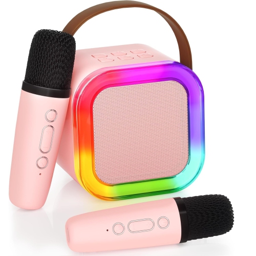 Mini microphones karaoké pour enfants - haut-parleur Bluetooth portatif avec 2 microphones sans fil, jouets amusants pour enfants de 4 à 12 ans et