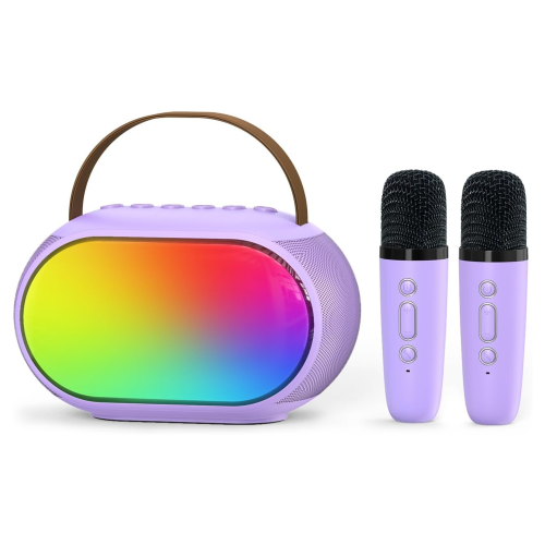 Mini microphones karaoké pour enfants - haut-parleur Bluetooth portatif  avec 2 microphones sans fil, jouets amusants pour enfants de 4 à 12 ans et  plus (violet)