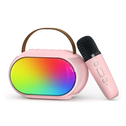 Mini machine à karaoké avec 2 microphones sans fil pour les enfants adultes,  haut-parleur Bluetooth portable cadeau pour les jouets pour filles