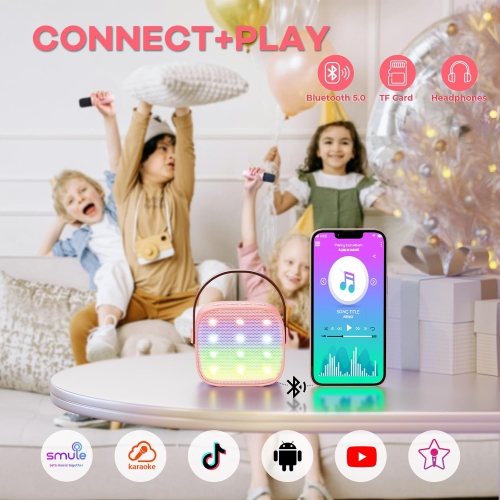 Mini microphones karaoké pour enfants - haut-parleur Bluetooth portatif avec microphone sans fil, jouets amusants pour enfants de 4 à 12 ans et plus