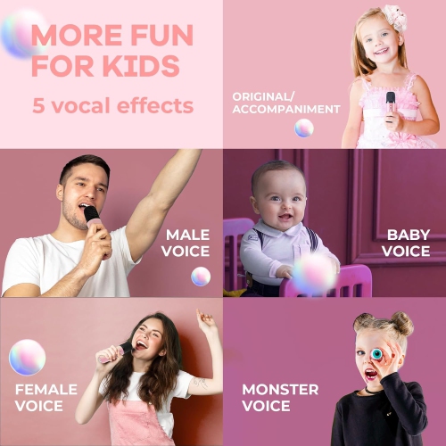 Mini microphones karaoké pour enfants - haut-parleur Bluetooth portatif avec microphone sans fil, jouets amusants pour enfants de 4 à 12 ans et plus