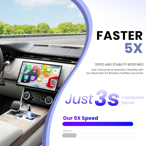 Adaptateur CarPlay sans fil d'ULTRENDS – conversion sans fil fluide, conception compacte avec USB et type C, connectivité sans ralentissement et