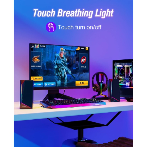 LENRUE Computer Speakers for Desktop Monitor, USB/USB-C Powered PC Speakers with Loud Stereo Sound, Headphone-in for Desktop, iMac, MacBook, Laptop,