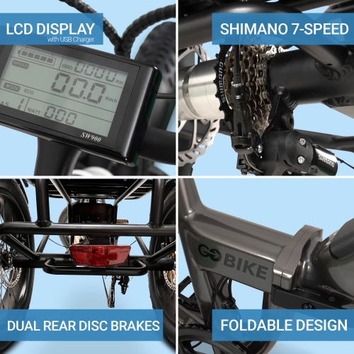 FORZA EBike | Compact Dual Battery 500W Foldable Electric Tricycle - Space Gray