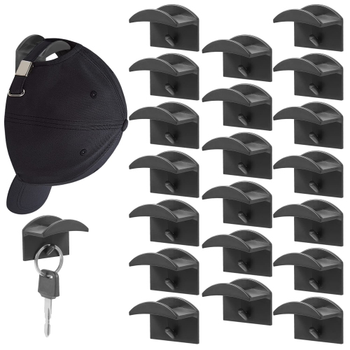 20-Pack Adhesive Hat Hooks for Baseball Caps: No-drilling hat racks for wall  or door. Strong hat holder organizer for convenient storage in closets and  doorways