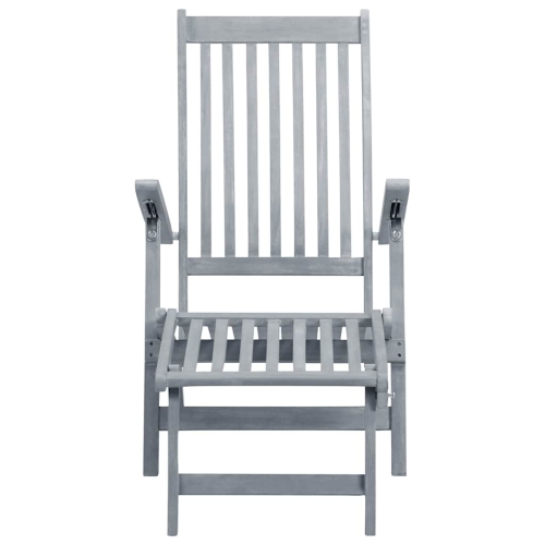 vidaXL Outdoor Deck Chair with Footrest and Cushion Solid Acacia Wood