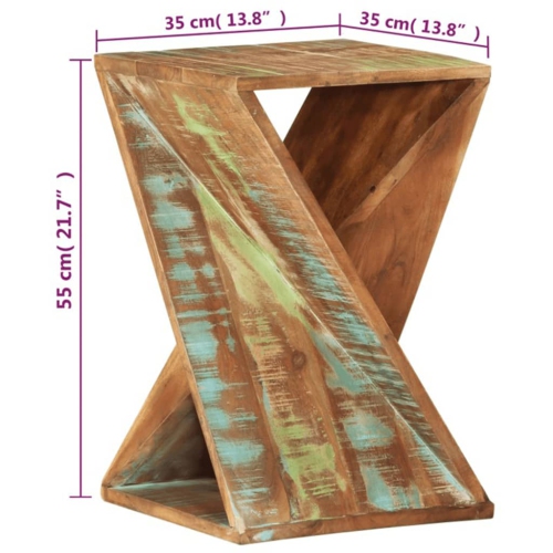 vidaXL Side Table 35x35x55 cm Solid Wood Reclaimed