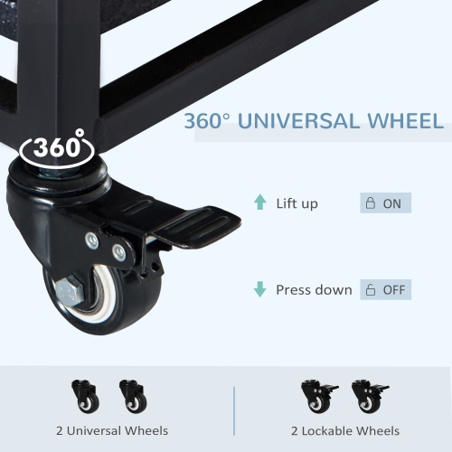 PawHut Heavy Duty Dog Crate Cage for Large Dogs Cats with Two Doors, Lockable Wheels, Removable Tray, 43" x 30" x 32''