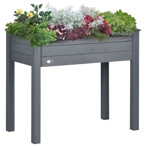 Jardinière surélevée de 34 x x18 x x30 po avec pattes jardin surélevé en bois d'Outsunny, jardinière de jardin en bois, support de fleurs, table de j