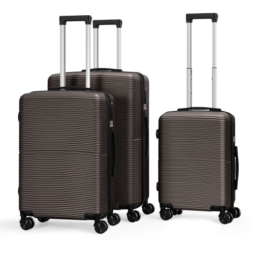 HIKOLAYAE Hardside Spinner Luggage Sets in Coffee, 3 Piece, TSA Lock