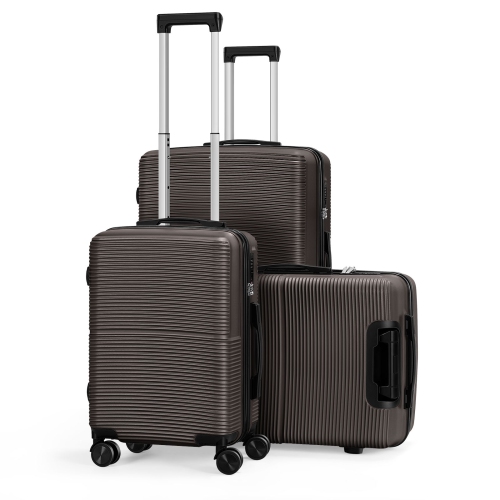 HIKOLAYAE Hardside Spinner Luggage Sets in Coffee, 3 Piece, TSA Lock