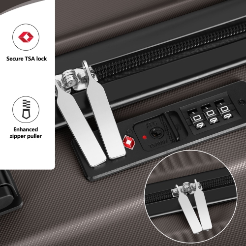 HIKOLAYAE Hardside Spinner Luggage Sets in Coffee, 3 Piece, TSA Lock