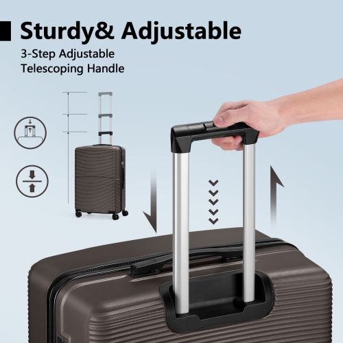 HIKOLAYAE Hardside Spinner Luggage Sets in Coffee, 3 Piece, TSA Lock