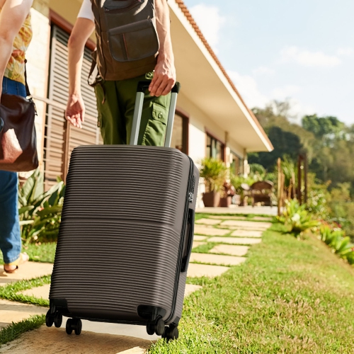 HIKOLAYAE Hardside Spinner Luggage Sets in Coffee, 3 Piece, TSA Lock