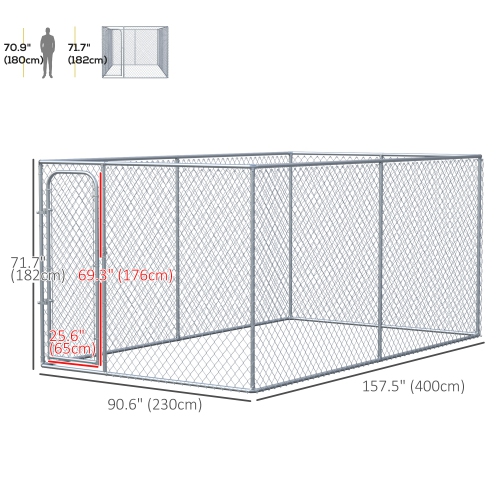 PawHut 99 Sq. Ft. Dog Playpen Outdoor, Walk-in Dog Run Kennel Puppy Exercise Pen with Galvanized Steel Frame, for Small and Medium Dogs, 13' x 7.5' x