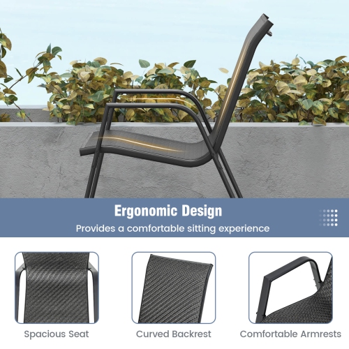 Costway Patio Rattan Chairs Set of 4 Stackable Dining Chair Set with Wicker Woven Backrest