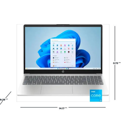 HP - 15.6" Touch-Screen Laptop - Intel Core 6-Core i3 -1215u - 8GB RAM- 256GB SSD - Natural Silver, Intel UHD Graphics, Windows 11 Home S mode, HDMI