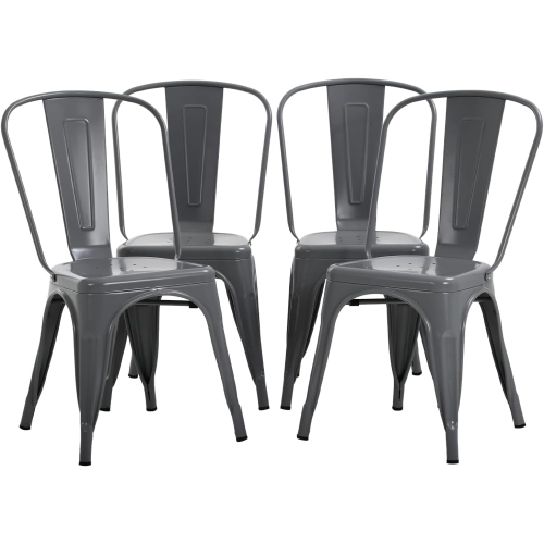 NONE  Vintage Metal Dining Chiar Set Of 4 Bistro Patio Chair 18 Inch Seat Height Restaurant Kitchen Chairs Stackable Chairs Side Chair Bar Chairs