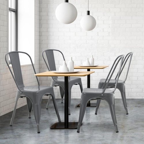 Vintage Metal Dining Chiar Set of 4 Bistro Patio Chair 18 Inch Seat Height Restaurant Kitchen Chairs Stackable Chairs Side Chair Bar Chairs Indoor