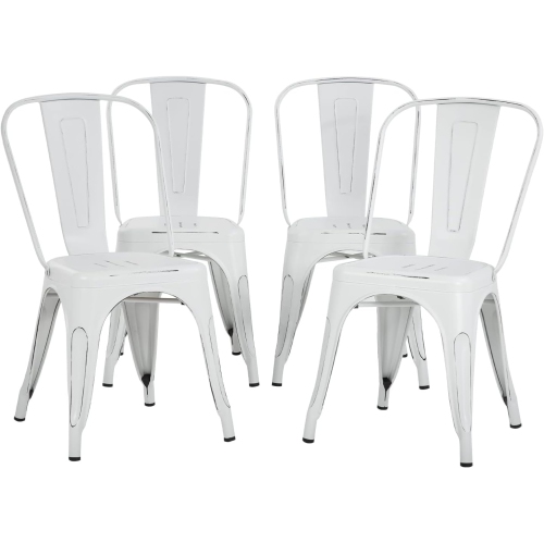 NONE  Vintage Metal Dining Chiar Set Of 4 Bistro Patio Chair 18 Inch Seat Height Restaurant Kitchen Chairs Stackable Chairs Side Chair Bar Chairs