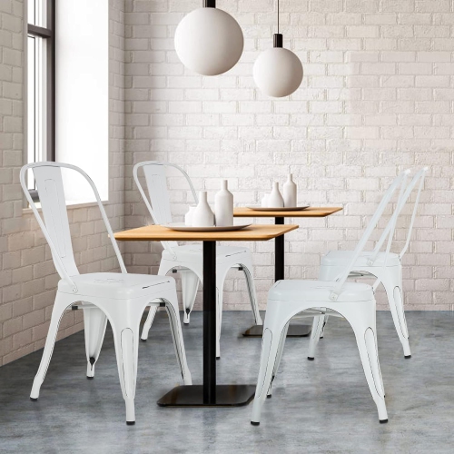 Vintage Metal Dining Chiar Set of 4 Bistro Patio Chair 18 Inch Seat Height Restaurant Kitchen Chairs Stackable Chairs Side Chair Bar Chairs Indoor