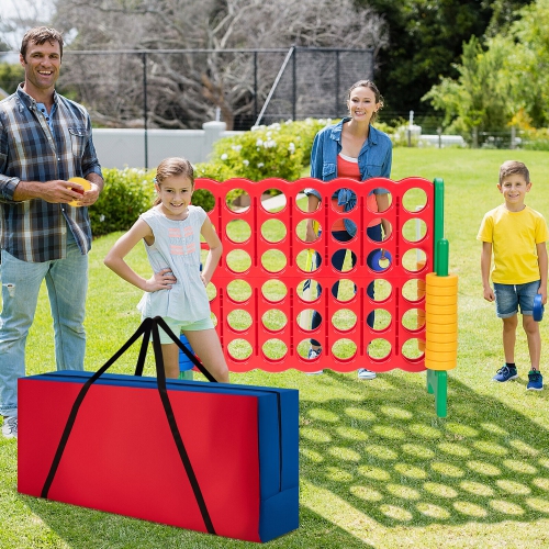Gymax Giant 4-In-A-Row 4-to-Score Game with bag Indoor Outdoor Party Family Time Game