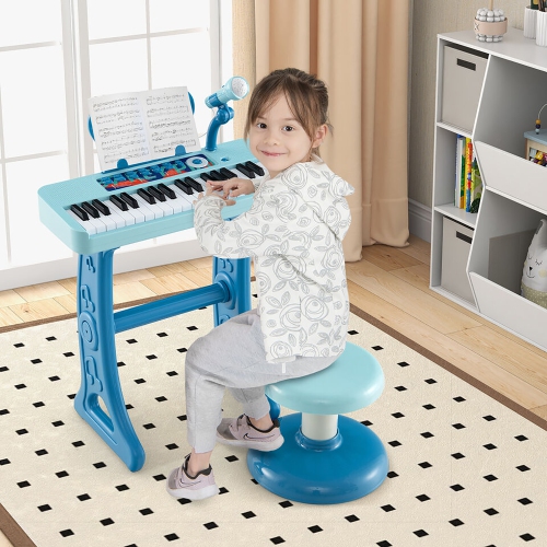 Gymax 37-Key Kids Piano Keyboard Toy Musical Electronic Instrument w/ Stool