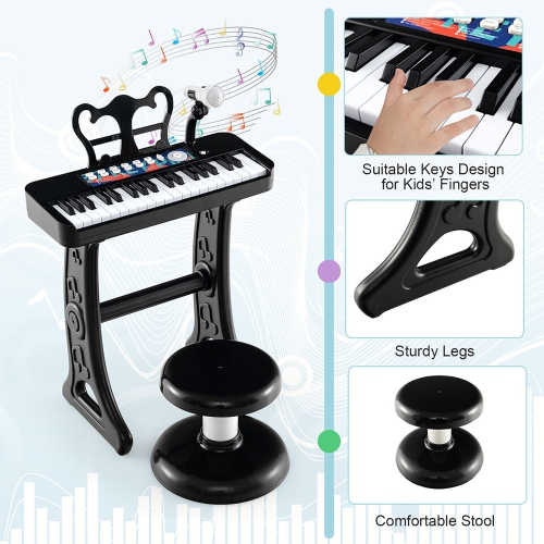 Gymax 37-Key Kids Piano Keyboard Toy Musical Electronic Instrument w/ Stool