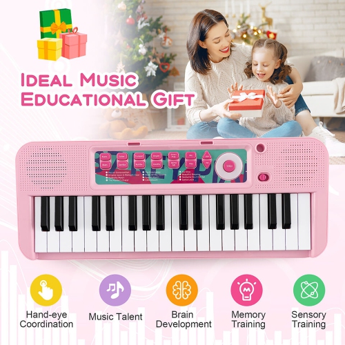 Gymax 37-Key Kids Piano Keyboard Toy Musical Electronic Instrument w/ Stool