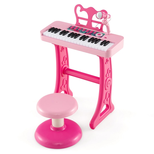 Gymax 37-Key Kids Piano Keyboard Toy Musical Electronic Instrument w/ Stool