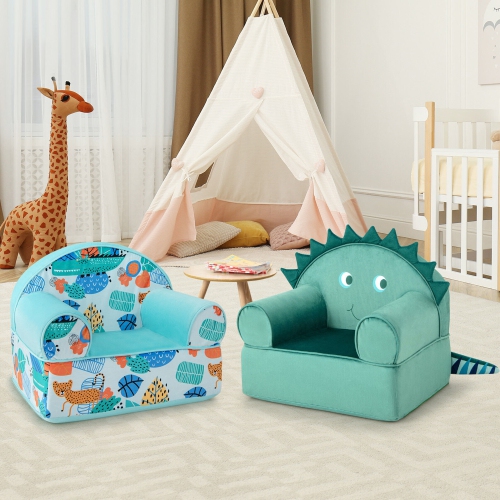 Gymax Kids Sofa Foam Filled Armchair Cheetah Cuddly Toddler Couch w/ Washable Cover