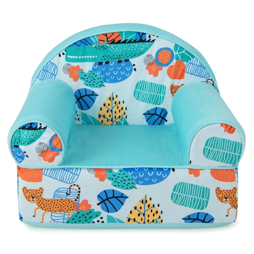 Gymax Kids Sofa Foam Filled Armchair Cheetah Cuddly Toddler Couch w/ Washable Cover