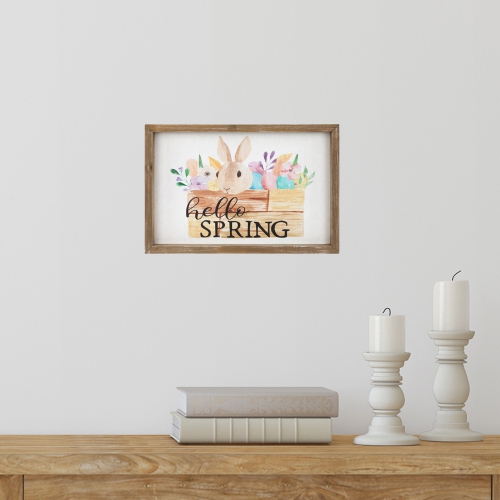Hello Spring Easter Bunny Wall Sign - 11.75"