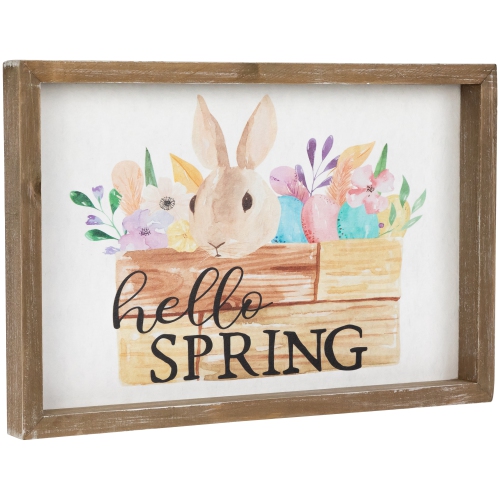 Hello Spring Easter Bunny Wall Sign - 11.75"