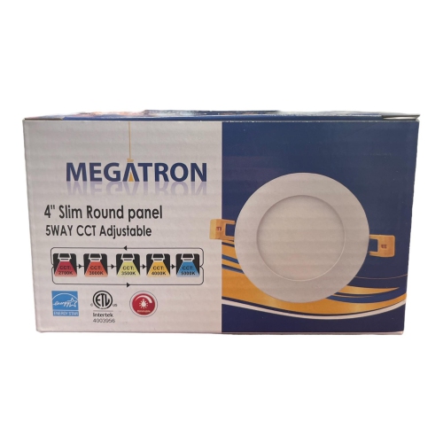 MEGATRON LED ROUND PANEL LIGHT 4" 9W 5CCT WHITE TRIM