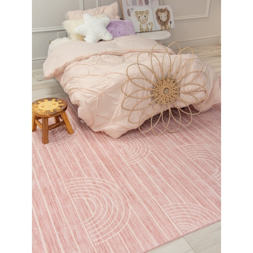 Rug Branch Kids Rainbow Soft Playmat Pink Indoor Soft Area Rug