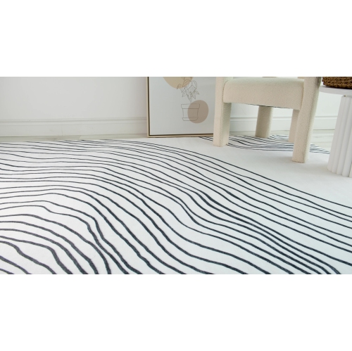 Rug Branch Minimalist Abstract Zebra Print White Black Indoor Soft Area Rug