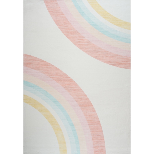 Rug Branch Kids Rainbow Soft Playmat Pink Cream Indoor Soft Area Rug