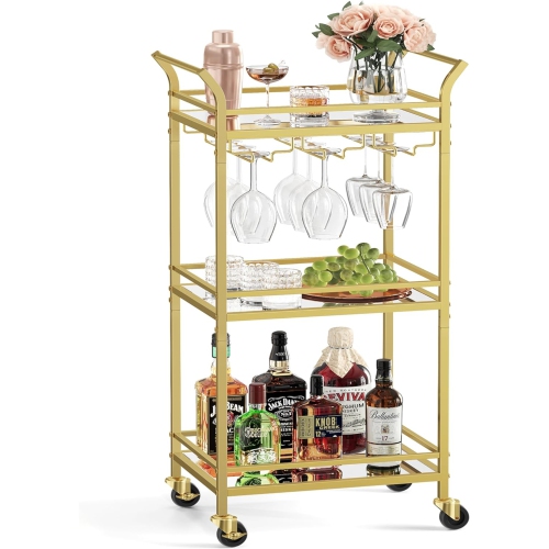 Boutique Home Tempered Glass Gold Bar Serving Cart Best Buy Canada