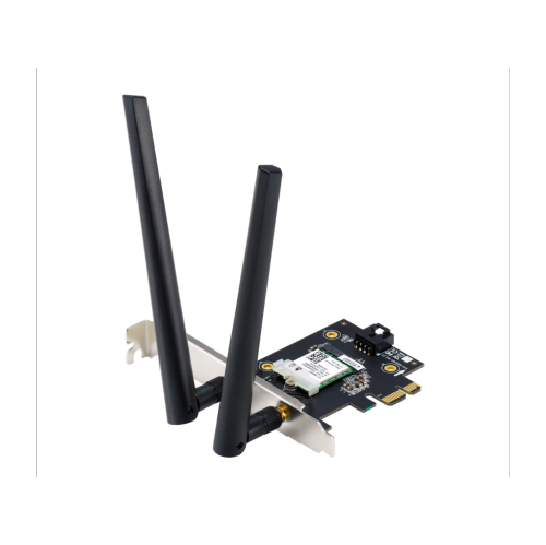 ASUS PCE-AXE5400 WiFi6 6E PCI-E Adapter with 2 External Antennas. Supporting 6GHz Band, 160MHz, Bluetooth 5.2, WPA3 Network Security, OFDMA and