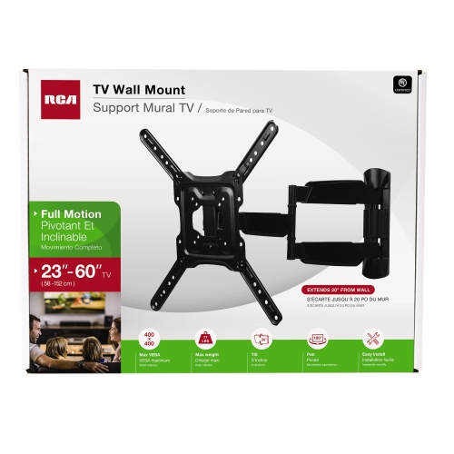 RCA Full Motion TV Wall Mount 23-in/60-in - Black